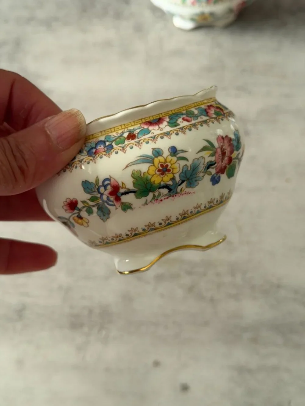 Vintage Coalport Ming Rose Scalloped Bone China Open Sugar Creamer Set England